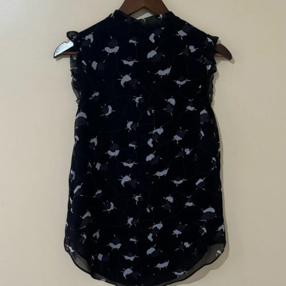 RW&CO Sheer Black Floral Sleeveless Ruffled Top Size S - Picture 2 of 6